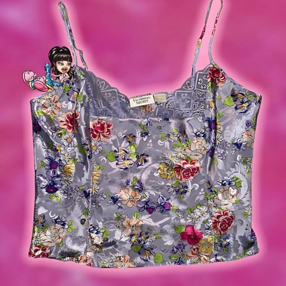 Victoria's Secret Other - Victoria's Secret Lilac Floral Satin Cami Top